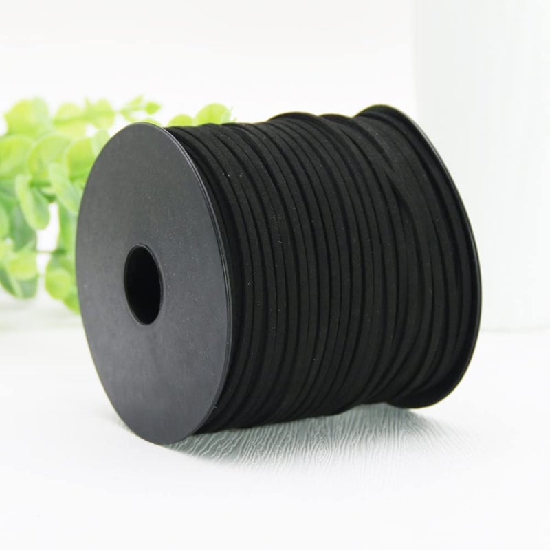 PAMIR TONG Black Faux Leather Cord for Jewelry Making 100 Yards 2.6mm Thin Suede String Rope for Bracelet DIY Crafting Cord for Necklace-Dream Catcher Supplies-Hat- Walking Stick - Image 2